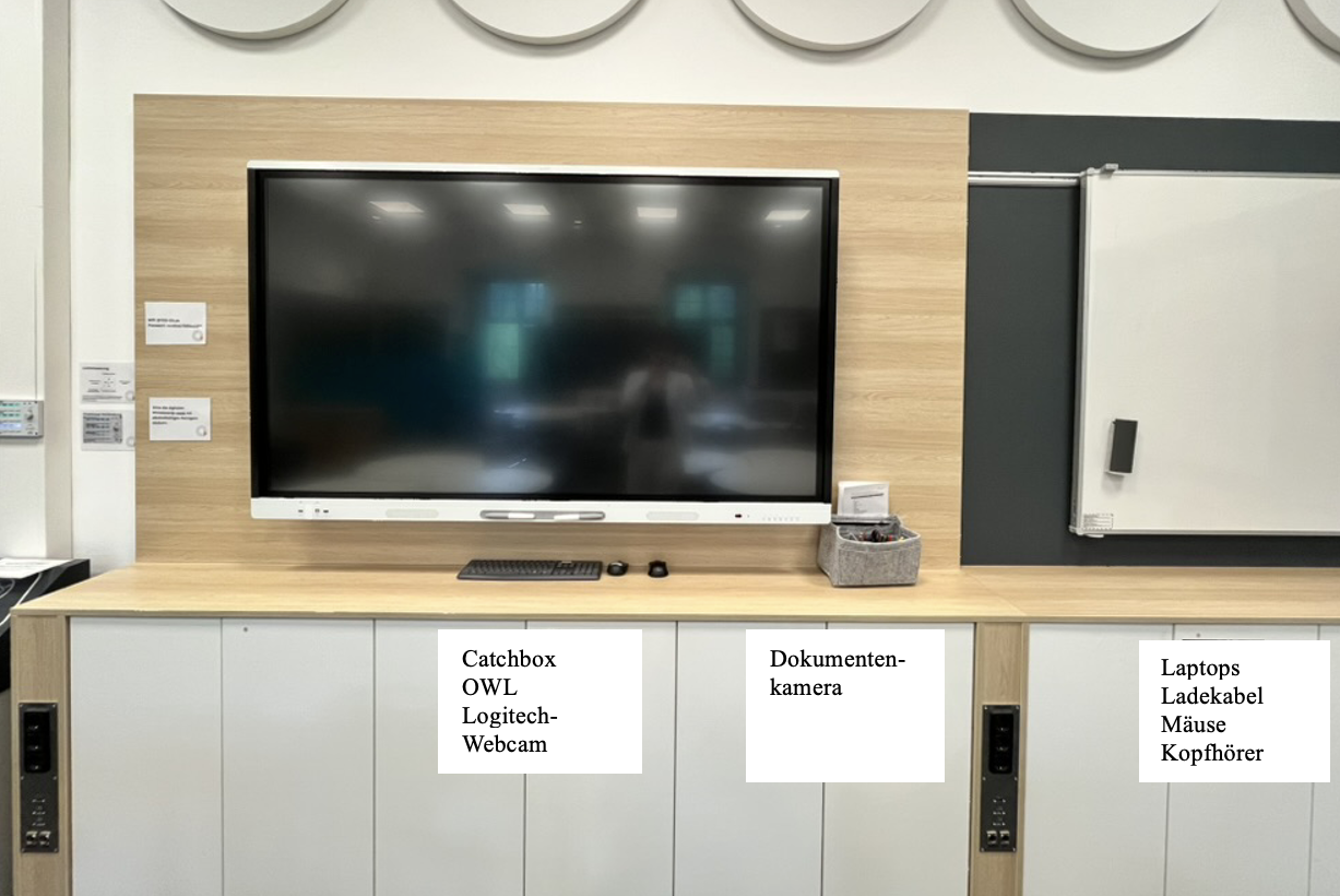 Stilvoller Lehrerzimmerschrank mit integriertem Whiteboard f&uuml;r effiziente Klassenzimmerorganisation und Unterrichtsvorbereitung