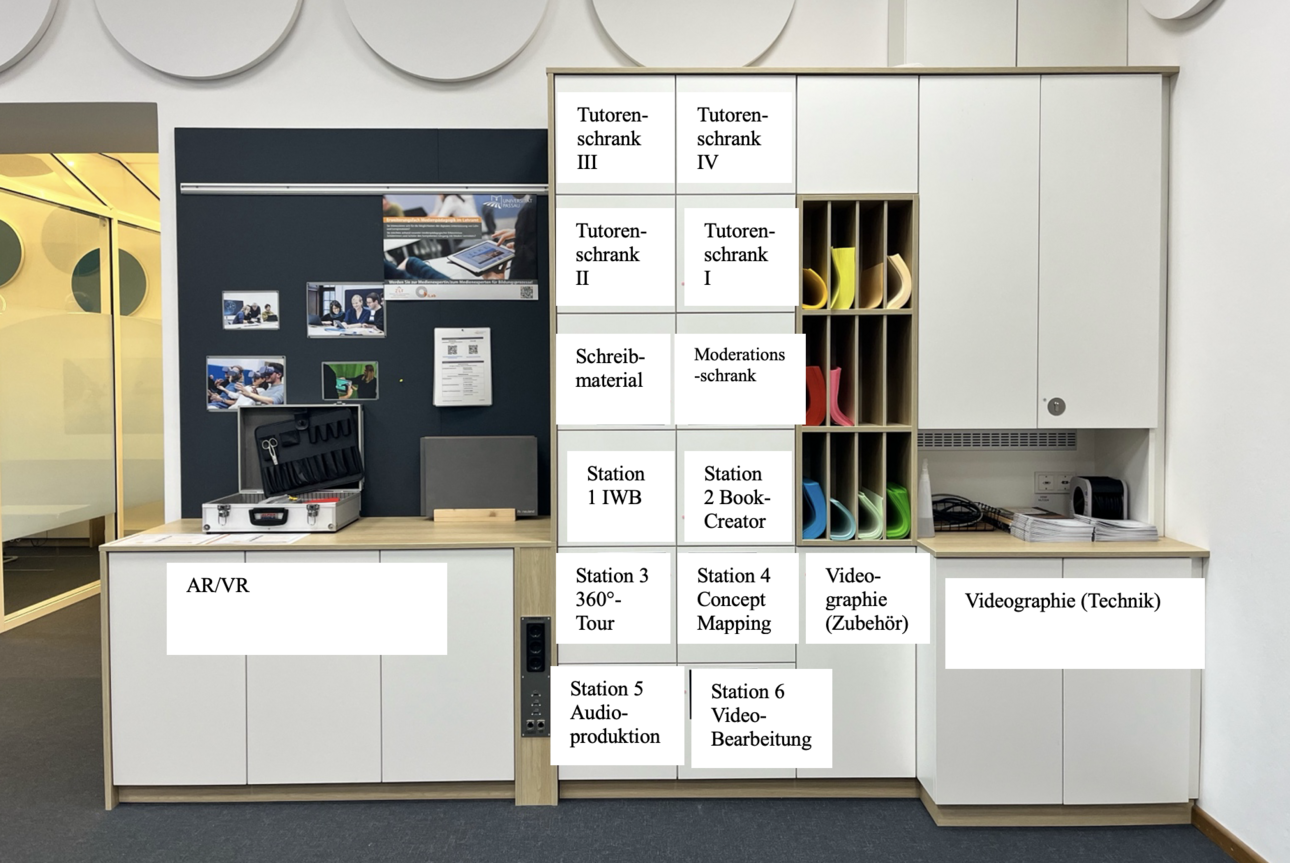 Lehrerzimmerschrank mit ordentlichen F&auml;chern f&uuml;r Lehrmaterialien und B&uuml;romaterial, ideal f&uuml;r p&auml;dagogische Ressourcen